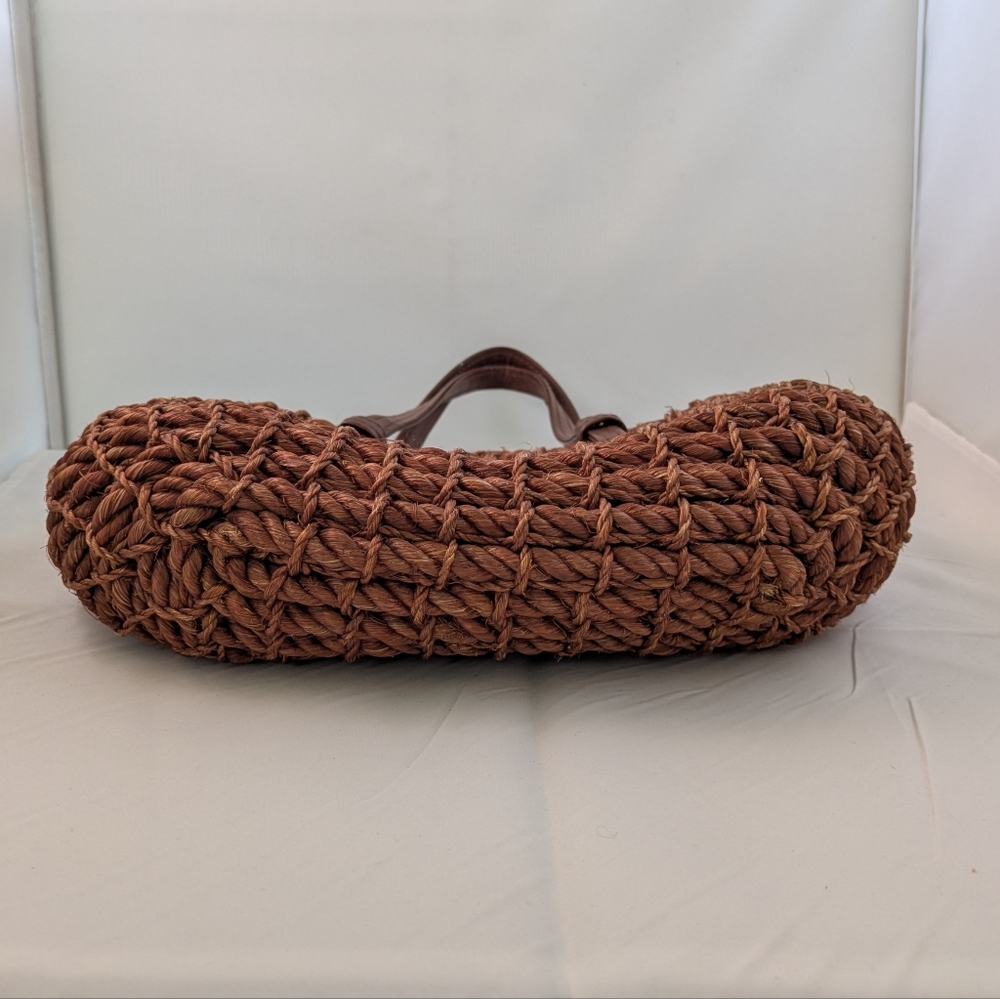 Dark Brown Raffia Purse Handbag Made in the Philippines - Picture 7 of 16